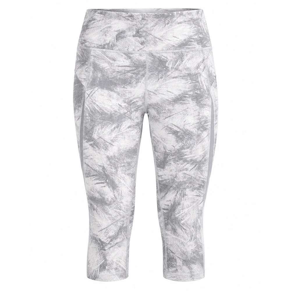 Lululemon‎ Tight Stuff Crop II In Flight White Grey Running Leggings Size 6